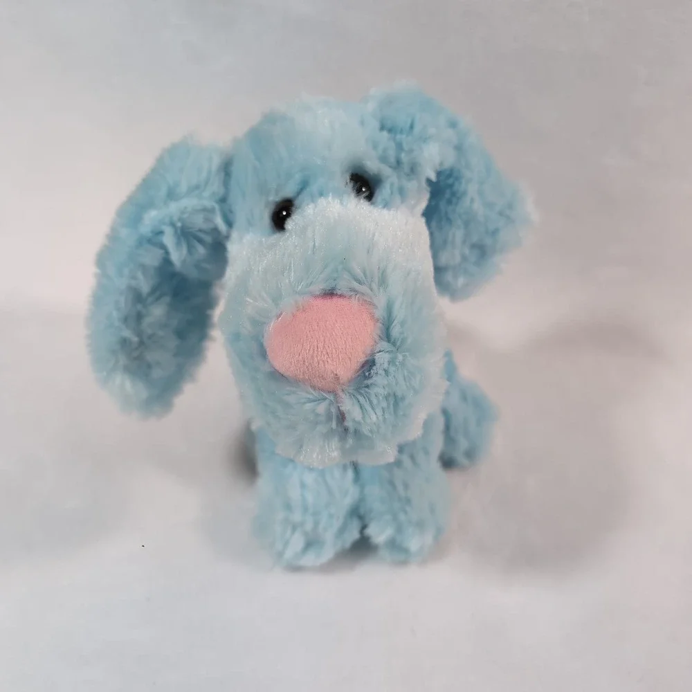 2 Dan Dee Collector's Choice Plush Puppy Dog White Blue Pink Nose Floppy Ears 14